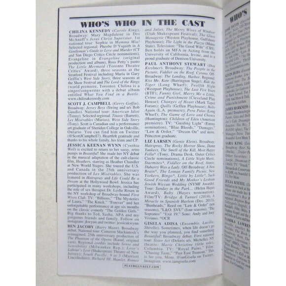 Beautiful Carole King Playbill May 2016 Chiliana Kennedy Ben Jacoby Jessica Wynn - Picture 7 of 8